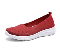 Scarpe estive Donna,Scarpe comode Donna Chiuse,da Donna, Casual Etniche, estive alla, Casual con Tacco Piatto Traspiranti e Suola Morbida Camicie Cuoco (Red, 43)