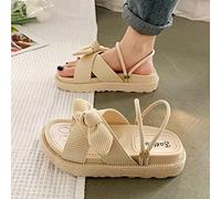 Scarpe estive per Donne Sandali Sandali a Farfalla Comoda Pannelli da Donna Spessa Sola Spiaggia Piatta Romano scivoli di Moda sandalie-Beige,37