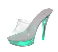 Scarpe estive per le donne Regno Unito Nuovo Casual Slipper Lady Slides Con Testa Quadrata Trasparente Sexy Tacco Alto Luci Colorate Per, Verde, 38.5 EU