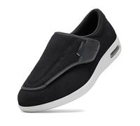 Scarpe Extra Extra Larghe da Uomo con Cuscino d'Aria Scarpe Slip-On Ortopediche Sollievo dal Dolore al Piede Chiusure Regolabili Larghezza Camminata Ortopedica Edema Artrite(Nero,EU 37.5)