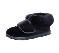 Scarpe Extra Larghe da Donna con Chiusura a Strappo Regolabile Pantofole Invernali Calde con Pelo Pelliccia per Diabetico (Velluto nero, L, Adulto, 38, Numero, Sistema Taglie Calzature EU, X-Larga)