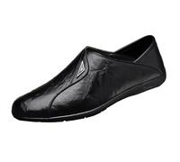 Scarpe formali da sposa da uomo, mocassini piatti a taglio basso, senza lacci, senza lacci, punta quadrata, in pelle, tacco a blocco, scarpe antiscivolo per eventi aziendali casual, Nero , 39 1/3 EU