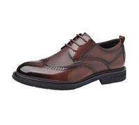 Scarpe Formali da Uomo Abito Oxford Stringate Party Wingtip French Leather Office Antiscivolo Suola in Gomma Antiscivolo Tacco Basso Scarpa Bassa(Brown,41 EU)