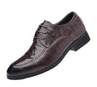 Scarpe Formali da Uomo Abito Oxford Stringate Smoking Traspirante Vera Pelle Casual Business Antiscivolo Tacco Largo Abito Antiscivolo Resistente allo Scivolamento(Brown,44 EU)