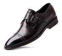 Scarpe Formali per Gli Uomini Slip sulla Cinghia del Brunito Berretto di Punta della Punta in Pelle Resistente alla Slitta in Gomma Bassa Tacco Antiscivolo a Blocco Superiore