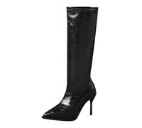 Scarpe Giallo Donna 41 Stivali da Donna Taglie Forti e Inverno, Europei e Americani Sexy Stivali a Punta Tacco Sottile e Cerniera Laterale Scarpe da Business Donna, Nero , 38 EU