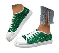 Scarpe Ginnastica Donna Plateau Glitter da Tennis da Donna Glitterate Scarpe da Ginnastica Piatte da Sposa Scintillanti da Sposa Lucide con Paillettes (Green, 41)