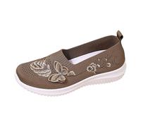 Scarpe Ginnastica Donna,Scarpe da Ginnastica estive Donna,Tomaia in Tessuto Fly Weaving Traforato con Finitura a Colori Contrastanti, Dettagli Ricamati, Stile Casual Moderno(Brown 40)