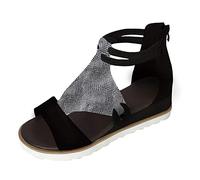 Scarpe Gioiello Sandali Donna Estive Eleganti Sandali donne romane stile punta bocca commercio Foreign Heel Open Shoes Fish Women's Scarpe con Zeppa Ciabatte Donna Estive Eleganti (Black 42)