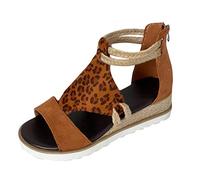 Scarpe Gioiello Sandali Donna Estive Eleganti Sandali donne romane stile punta bocca commercio Foreign Heel Open Shoes Fish Women's Scarpe con Zeppa Ciabatte Donna Estive Eleganti (Brown 42)