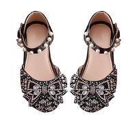 Scarpe Glitter Bambini Ragazze - Principesse Scarpe Ragazze Scarpe Da Balletto Con Fiocco A Punta Vestiti Scarpe Da Danza Con Cinturino Alla Caviglia Antiscivolo Suole Ragazze Scarpe, Nero , 26 EU