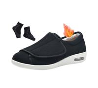 Scarpe Il Piede Diabetico, Scarpe Invernali da Uomo in Caldo Pile Foderate in Pelliccia Ortopediche Regolabili per Diabetici, Comode Extra Larghe Recupero(Black,49 EU)