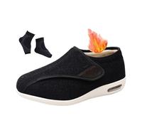 Scarpe Il Piede Diabetico, Scarpe Ortopediche Invernali da Uomo Regolabili Calde Foderate in Pile Termico per Diabetici con Edema, Recupero Post-operatorio Extra Largo Esterni, Sani(Black,37 EU)