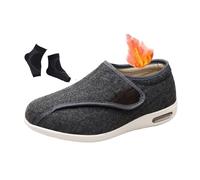 Scarpe Il Piede Diabetico, Scarpe Ortopediche Invernali da Uomo Regolabili Calde Foderate in Pile Termico per Diabetici con Edema, Recupero Post-operatorio Extra Largo Esterni, Sani(Gray,44 EU)
