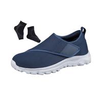 Scarpe Il Piede Diabetico, Scarpe per Diabetici Traspiranti Regolabili, con Cuscino d'Aria per Uomo, Comfort Ortopedico Antiscivolo Che Favorisce L'ingrossamento E L'allargamento(Blue,37 EU)