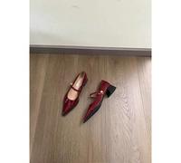 Scarpe in pelle con punta affusolata per donna, novità - cinturino spesso, tacco basso, stile francese retrò, ciabattine Aesthetic Mary-Jane CN35,CN36,CN37,CN38,CN39,CN40Colore unico