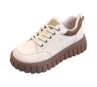 Scarpe in pelle da donna, estive, antiscivolo, impermeabili, casual, piatte, con lacci, per il tempo libero, con zero-drop, per tutti i giorni, cachi, 36 EU