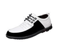 Scarpe in pelle, da uomo, per lavoro, traspiranti, Oxford, da sposa, con suola morbida, comode, per attività all'aperto, eleganti, in pelle, per il tempo libero, con lacci, 37-47 EU, bianco, 38 EU