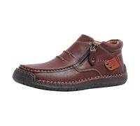 Scarpe in pelle da uomo, traspiranti, antiscivolo, mocassini, scarpe a piedi nudi, con tomaia in pelle, extra large, da lavoro, con chiusura lampo, classiche, piatte, comode scarpe per il tempo libero