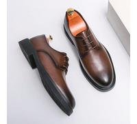 Scarpe in pelle, derby alla moda con suola spessa, scarpe stile britannico stringate, scarpe marroni adatte per sposo, testimoni, ufficio, occasioni formali, uso casual quotidiano, scarpe da lavoro re