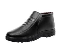 Scarpe in pelle di moda per gli uomini di inverno derby in pelle calda imbottita High Top maschio papà stivali di cotone per ufficio d'affari Walking Brogue matrimonio, Nero , 42 2/3 EU