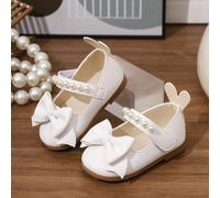 Scarpe in PU di stile principessa per le ragazze, con decorazioni di fiocchi e perle, alla moda e adatte per l'uso interno ed esterno EUR19,EUR20,EUR21,EUR22,EUR23,EUR24,EUR25Colore unico