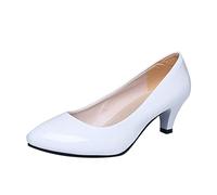 Scarpe in vernice da donna, slip-on con tacco alto, scarpe da lavoro, tinta unita, classiche, scarpe da ufficio, temperamatite, scarpe da lavoro, scarpe da sposa, comode ed eleganti, bianco, 41 EU