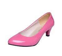 Scarpe in vernice da donna, slip-on con tacco alto, scarpe da lavoro, tinta unita, classiche, scarpe da ufficio, temperamatite, scarpe da lavoro, scarpe da sposa, comode ed eleganti, Colore: rosa., 41
