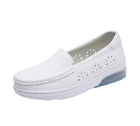 Scarpe Infermiera Antiscivolo Donna, Scarpe da Lavoro Ortopediche Estive Traforate Traspiranti E Slip-on per Infermiere da Donna, Lavoro Impermeabili con Plateau, per Ristoranti(B White,40 EU)