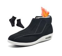 Scarpe Invernali Alte da Uomo Termiche Facili da Chiudere Antiscivolo Regolabili per Diabetici, Scarpe Ortopediche Leggere Camminare per Edema, Diabetici Fascite Plantare, Piedi Gonfi(Black,52 EU)