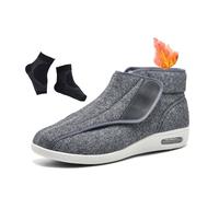 Scarpe Invernali Alte da Uomo Termiche Facili da Chiudere Antiscivolo Regolabili per Diabetici, Scarpe Ortopediche Leggere Camminare per Edema, Diabetici Fascite Plantare, Piedi Gonfi(Gray,52 EU)