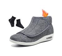 Scarpe Invernali Alte Regolabili per Diabetici da Uomo Foderate in Pile Termico, Stivali Eleganti Piedi Gonfi Facili da Chiudere Antiscivolo per Diabetici, Artrite E Fascite Plantare(Gray,41 EU)