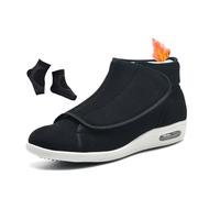 Scarpe Invernali Alte Regolabili per Diabetici da Uomo Foderate in Pile Termico, Stivali Eleganti Piedi Gonfi Facili da Chiudere Antiscivolo per Diabetici, Artrite E Fascite Plantare(Black,50 EU)