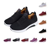 Scarpe invernali calde da donna, imbottite, antiscivolo, per attività all'aria aperta, per l'autunno, alla caviglia, leggere, con lacci, 01 nero, 39 EU