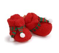 Scarpe invernali da bambino con suola morbida in pile foderato suola antiscivolo per primi passi nella stagione fredda, Colore: rosso, 12-18 mesi