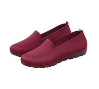 Scarpe invernali da donna, eleganti e comode, basse, per il tempo libero, sportive, da ballo, con piedi larghi, scarpe da passeggio, punta tonda, leggere, per la primavera, l'autunno, Colore: rosso