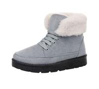 Scarpe invernali da donna foderate in pelliccia, a metà polpaccio, in pelle scamosciata, calde, soffici, da camminare, comode, termiche, antiscivolo, casual, per attività all'aperto, Grigio, 40 EU