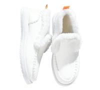 Scarpe invernali da donna foderate in pelliccia, a metà polpaccio, in pelle scamosciata, calde, soffici, da camminare, comode, termiche, antiscivolo, casual, per attività all'aperto, bianco, 40.5 EU