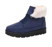 Scarpe invernali da donna foderate in pelliccia, a metà polpaccio, in pelle scamosciata, calde, soffici, da camminare, comode, termiche, antiscivolo, casual, per attività all'aperto, Blu, 40 EU