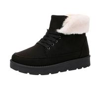 Scarpe invernali da donna foderate in pelliccia, a metà polpaccio, in pelle scamosciata, calde, soffici, da camminare, comode, termiche, antiscivolo, casual, per attività all'aperto, Nero , 38.5 EU