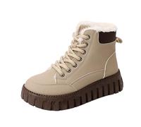 Scarpe invernali da donna, imbottite, con lacci, fodera calda, stivali da | Stivali da combattimento in pelle, con plateau, punta rotonda, comodi, antiscivolo, termici, per tutti i giorni