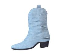 Scarpe invernali da donna Slouchy Boots Temperamatite Fold Over Cowboyboots con stivali a stiletto, stivaletti da donna, stivali invernali a mezza altezza, impermeabili, per donne e attività all'aria