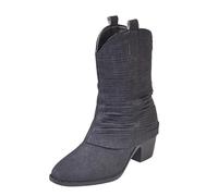 Scarpe invernali da donna Slouchy Boots Temperamatite Fold Over Cowboyboots con stivali a stiletto, stivali da donna per attività all'aria aperta, invernali, mezze alti, impermeabili, Nero , 36 EU