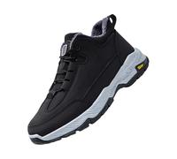 Scarpe invernali da uomo, calde, da neve, da uomo, calde, per il tempo libero, basse, con lacci, scarpe da trekking, antiscivolo, foderate in pile, per uomini, Nero , 41 EU