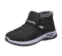 Scarpe invernali da uomo con calda imbottitura, impermeabili, antiscivolo, in peluche con chiusura a strappo, spessa, con gambo corto, stivali termici piatti, stivali invernali per attività all'aria