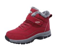 Scarpe invernali da uomo foderate piatte, da neve da uomo, impermeabili, da trekking, antiscivolo, morbide, tinta unita, per attività all'aria aperta, comode, Colore: rosso, 44 EU