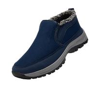 Scarpe invernali da uomo, impermeabili, antiscivolo, calde, da trekking, leggere, extra larghe, ortopediche, per il tempo libero, comode, suola piatta, Blu, 48 EU