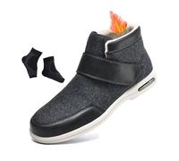 Scarpe Invernali da Uomo Regolabili Lunghe con Fodera in Pile Termico per Diabetici con Piedi Gonfi, Scarpe da Ginnastica Ortopediche Leggere E Antiscivolo Facili Chiudere, Piedi Gonfi(Gray,41 EU)