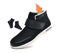 Scarpe Invernali da Uomo Regolabili Lunghe con Fodera in Pile Termico per Diabetici con Piedi Gonfi, Scarpe da Ginnastica Ortopediche Leggere E Antiscivolo Facili Chiudere, Piedi Gonfi(Black,42 EU)