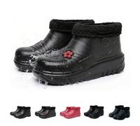 Scarpe invernali impermeabili da donna e uomo, in gomma termica, stivali invernali, caldi, antiscivolo, stivali invernali Outddoor leggeri, a mezza altezza, in pile, 3 nero, 36 EU